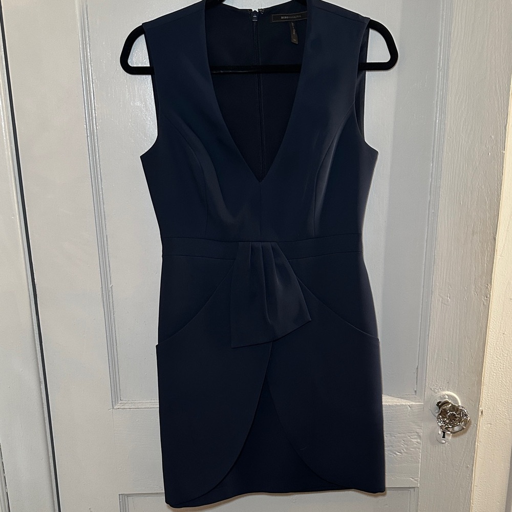 BCBGMaxAzria Deep Blue V-Neck Mini Dress
